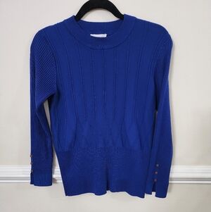 Rio & Rian Rib Knit Crew Neck Sweater Royal Blue Size M